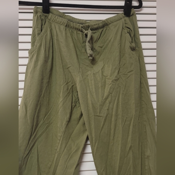 Sexy Basics - 100% Cotton Cropped Loungewear Pajama Pants W Drawstring & Pockets - Picture 2 of 5